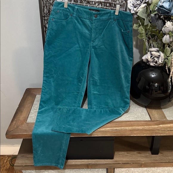 Talbots Turquoise Corduroy Ankle Pants 10P Boyfriend Fit - Picture 3 of 7